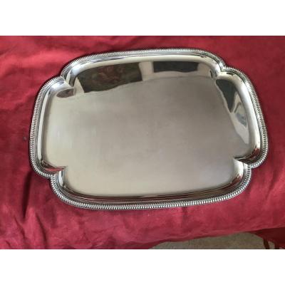 Large Polylobed Silver Metal Serving Tray