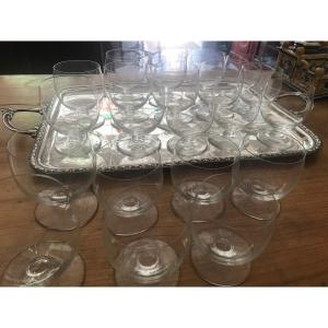 Partie de service de verres   Art-Deco en cristal de 20 pieces