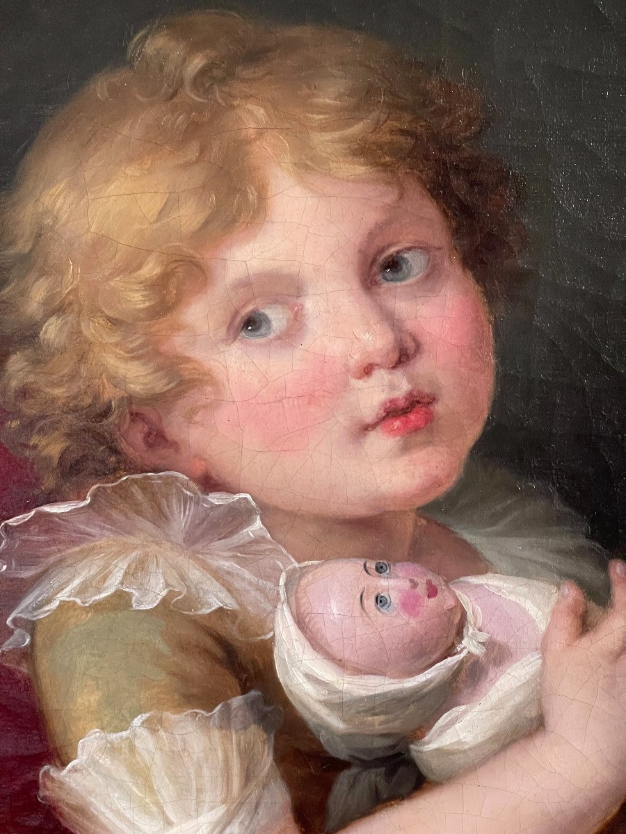 Portrait d'Une Fillette Avec Sa Poupée, circa 1800-photo-2