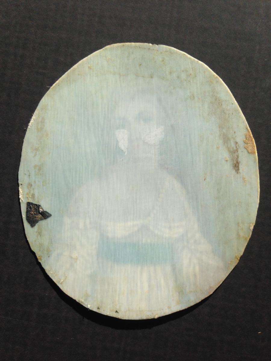 Young Woman With Pearl Necklace, Miniature On Ivory-photo-3