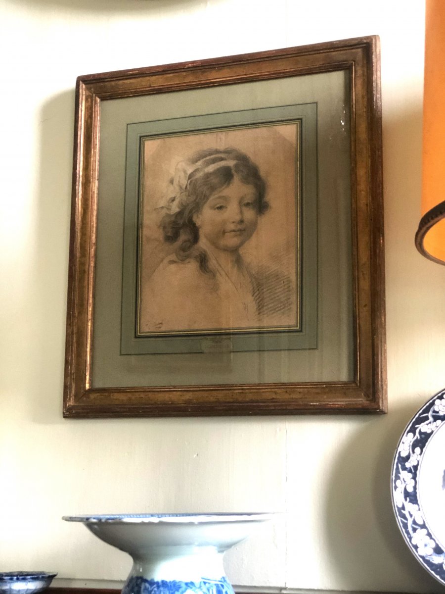 Portrait De Petite Fille, Dessin Fin XVIIIème Siècle -photo-4