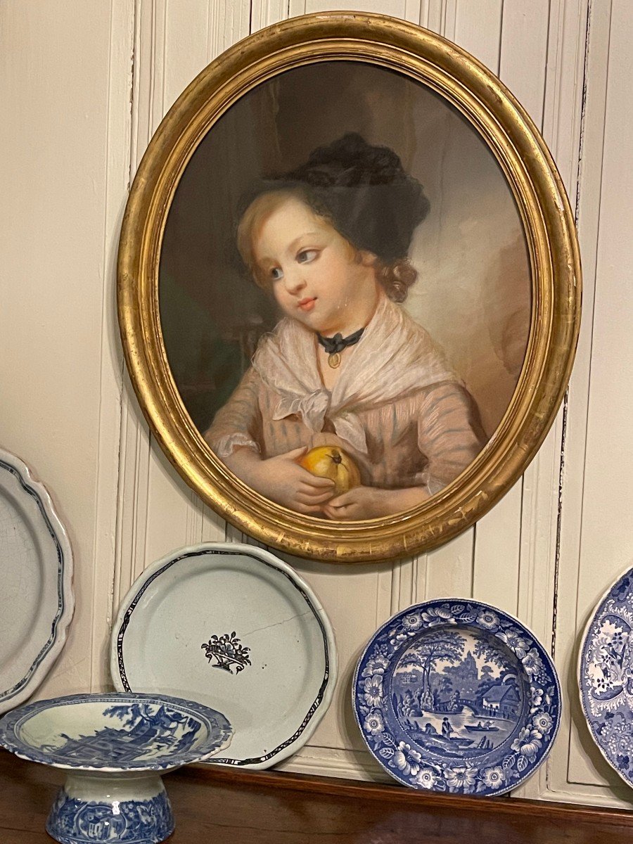 Carpentier, Portrait Of A Little Girl Holding An Apple-photo-2