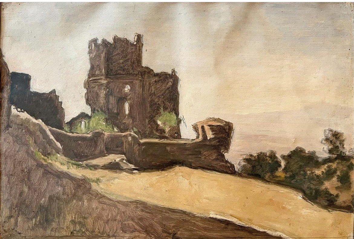 French School Around 1850, Castle Of Saissac, Aude