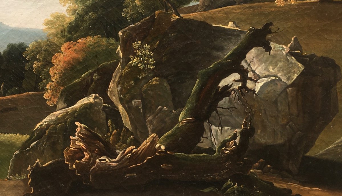 French School Around 1800, Landscape With Stump And Rocks-photo-2