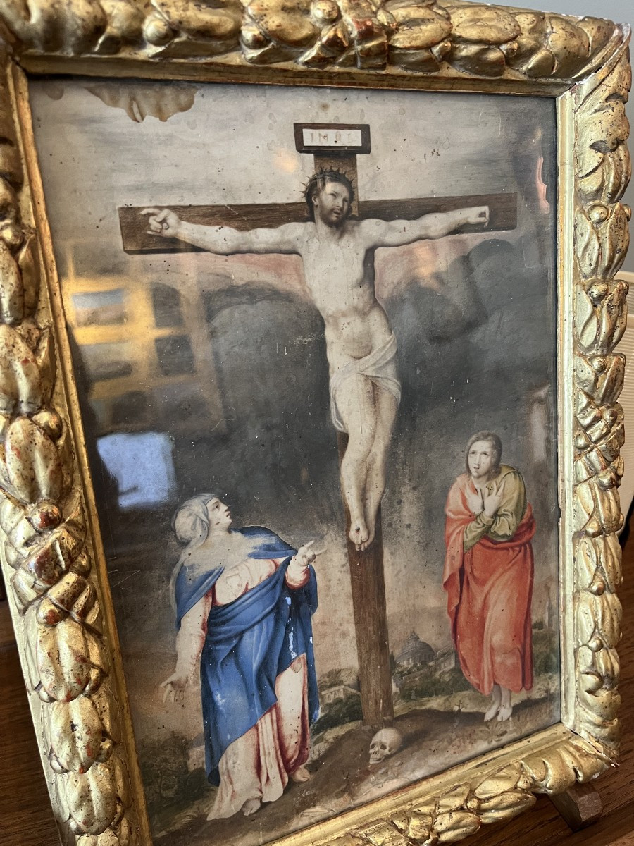 Crucifixion - 17th Century French School-photo-4