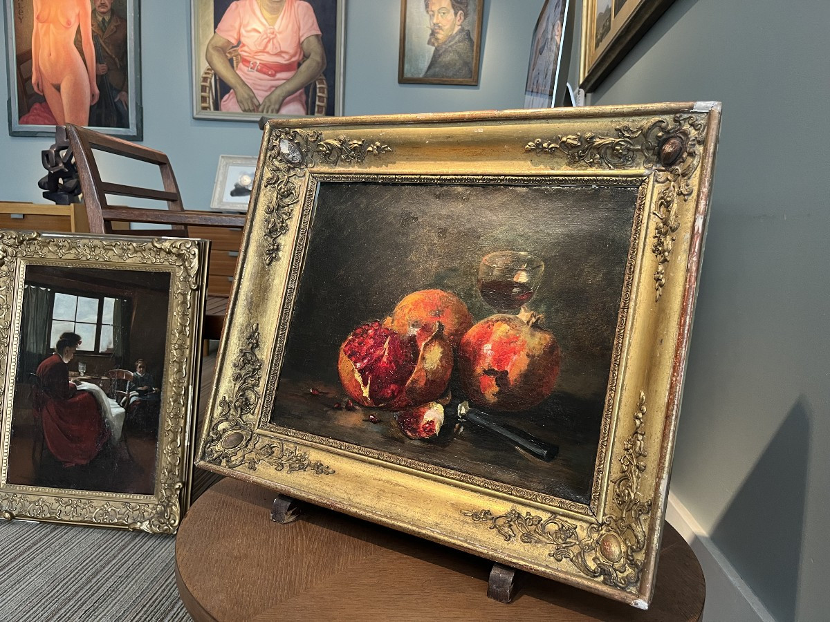 Ecole Française Fin XIXe Siècle - Nature Morte Aux Grenades-photo-1
