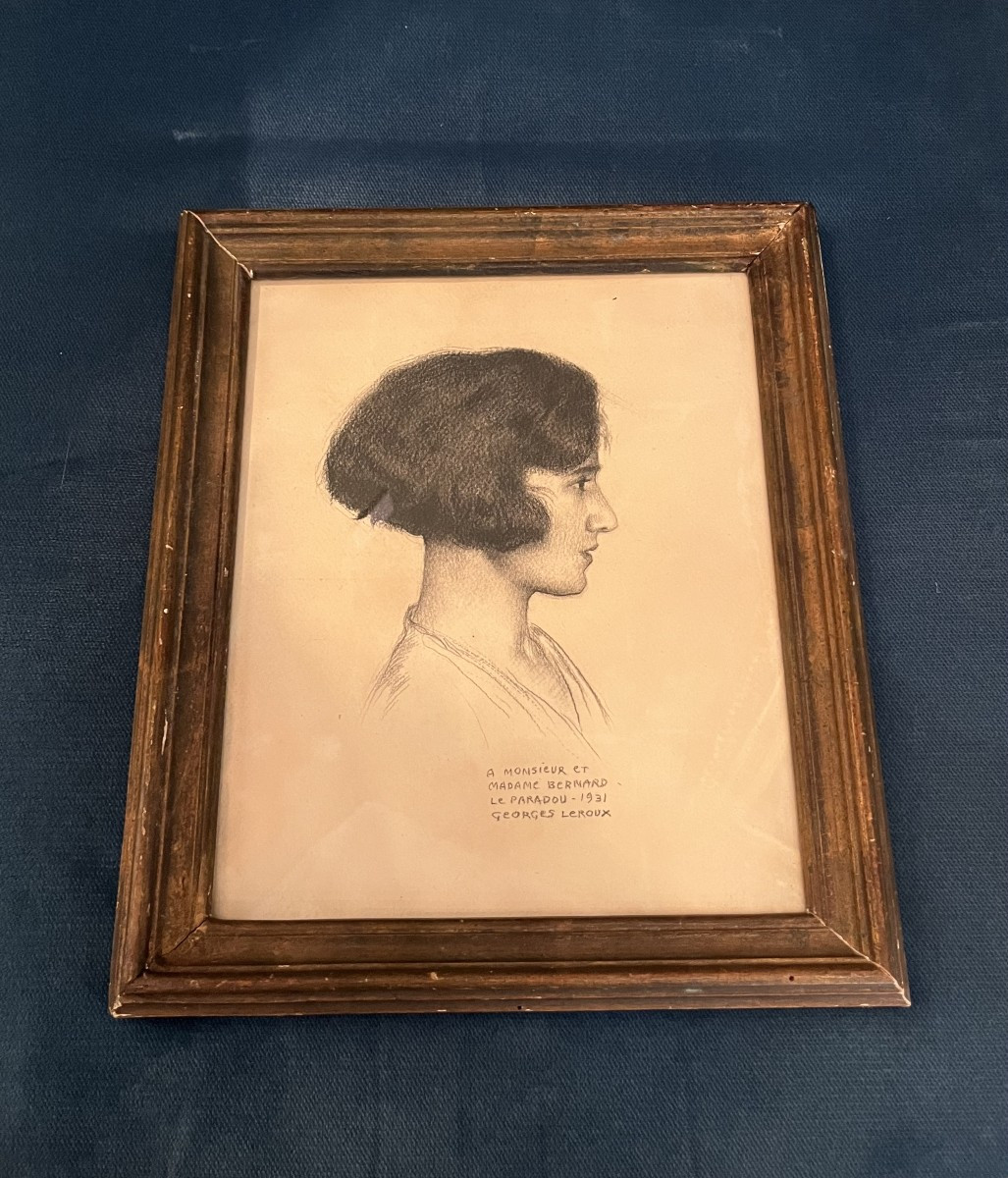 Georges Leroux (1877 - 1957) Portrait de femme de profil-photo-3