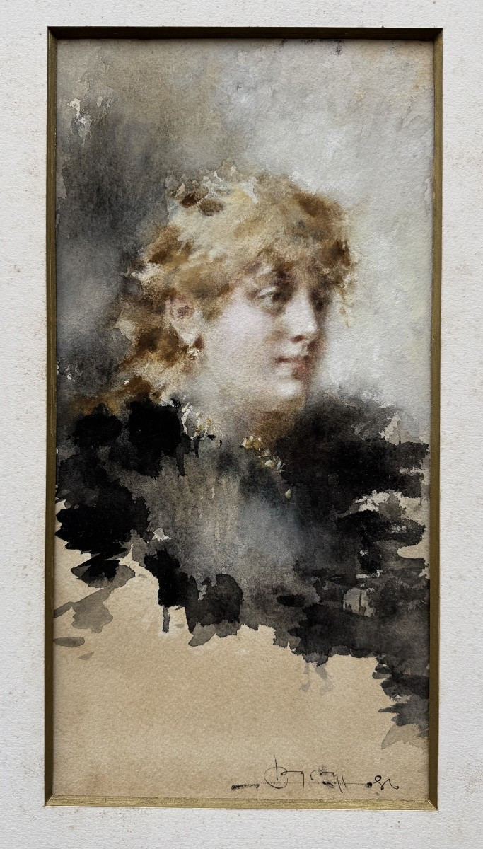 Luigi Conconi (1852 - 1917), Portrait Of An Elegant Woman-photo-2