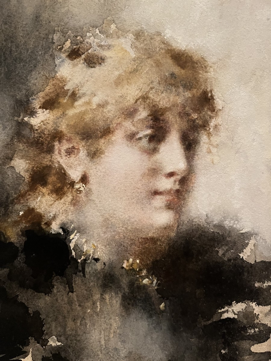 Luigi Conconi (1852 - 1917), Portrait Of An Elegant Woman-photo-2