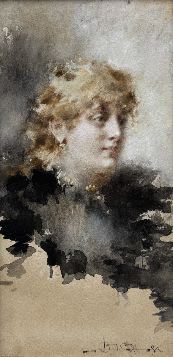 Luigi Conconi (1852 - 1917), Portrait Of An Elegant Woman