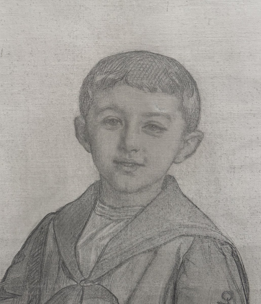 Ecole Française début XXeme, Portrait de jeune Garçon-photo-3