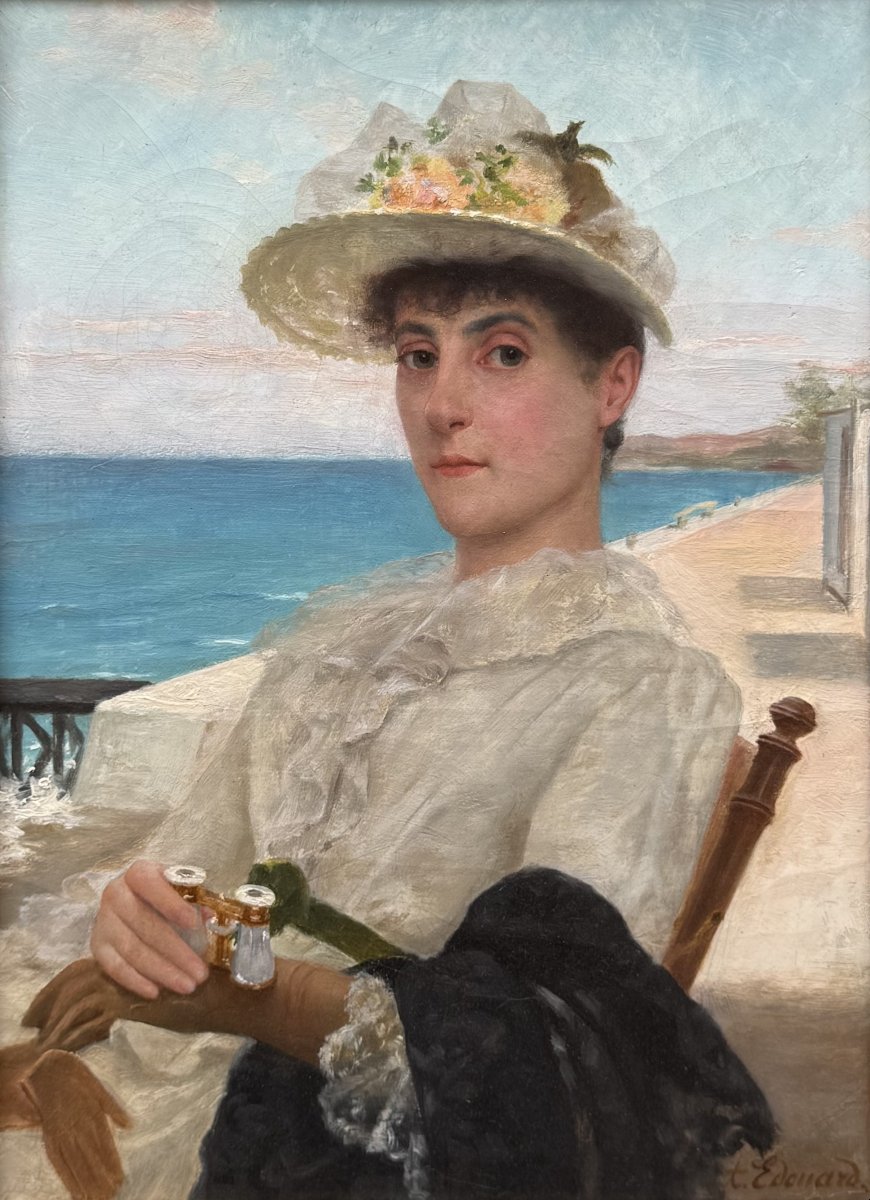 Albert Jules Edouard (1845–1919),  An Elegant Woman By The Sea-photo-2