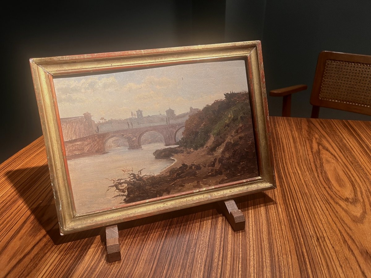 19th-century School - View Of Ponte Saint'angelo In Rome-photo-3