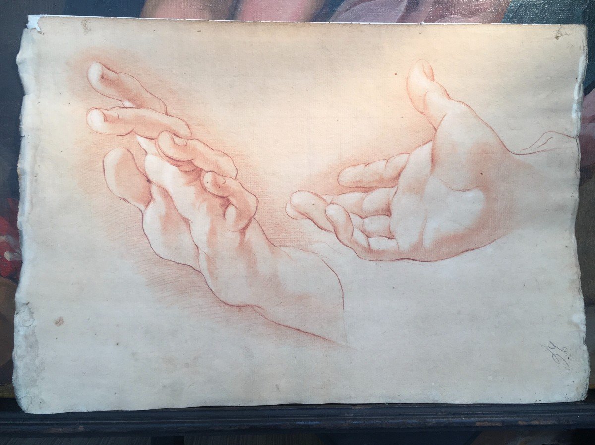 18th Century Italian School, Two Drawings: Studies Of Hands-photo-3