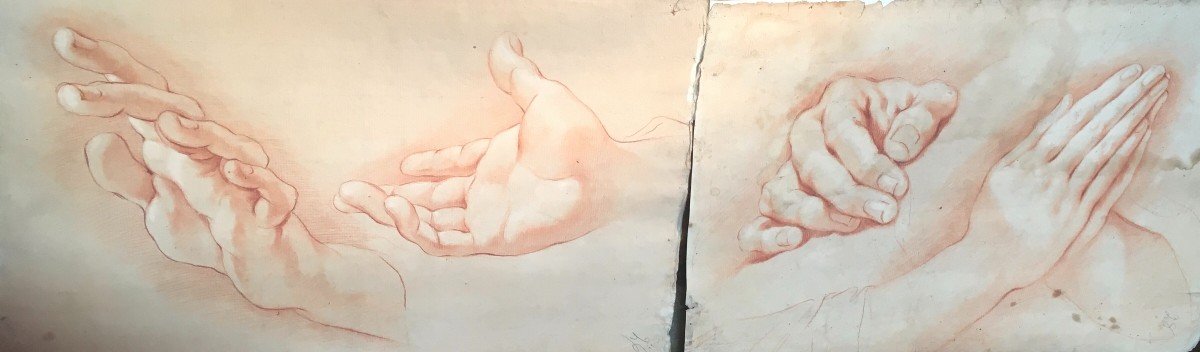 18th Century Italian School, Two Drawings: Studies Of Hands