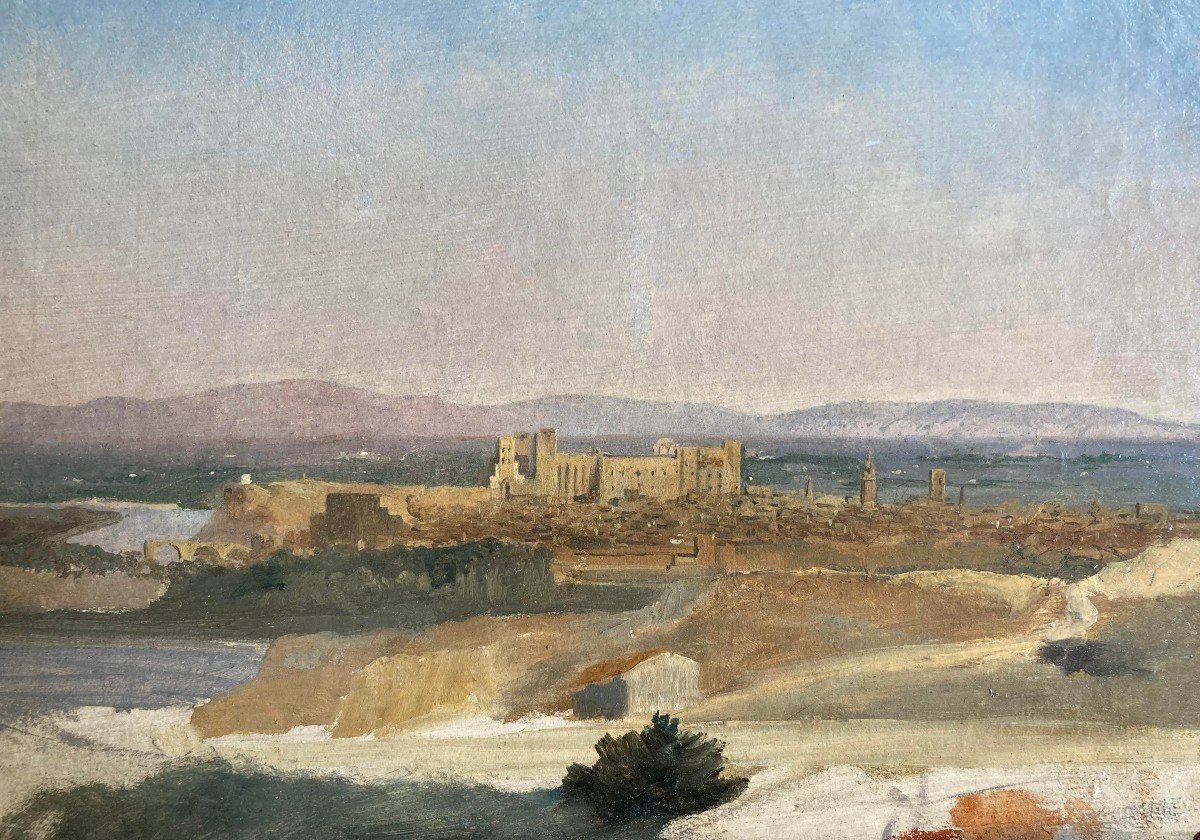  Prosper Marilhat (1811 - 1847), attribué à, Vue d'Avignon-photo-2