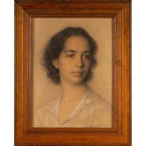 Julien Adolphe DUVOCELLE - Portrait de jeune femme 1938