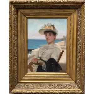 Albert Jules Edouard (1845–1919), An Elegant Woman By The Sea