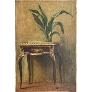 French School Late 19th Century - Interior With Napoleon III Planter