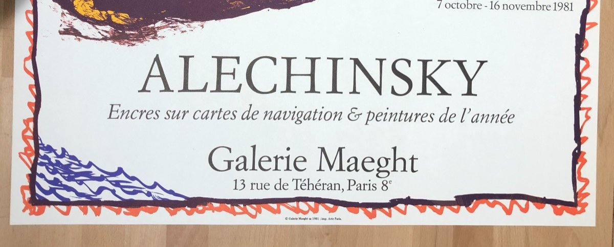 Affiche En Lithographie, Pierre Alechinsky, Encres Sur Cartes de navigation, 1981 Maeght -photo-2