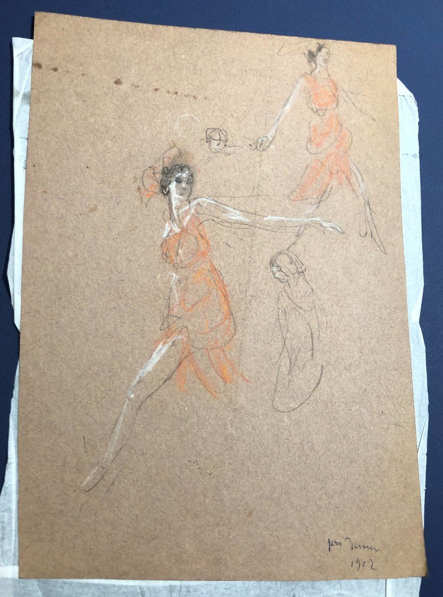 Dessin Début XXème, Danse, Isadora Duncan Par Jules Grandjouan -photo-2