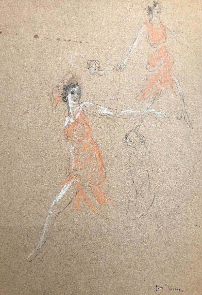 Dessin Début XXème, Danse, Isadora Duncan Par Jules Grandjouan 