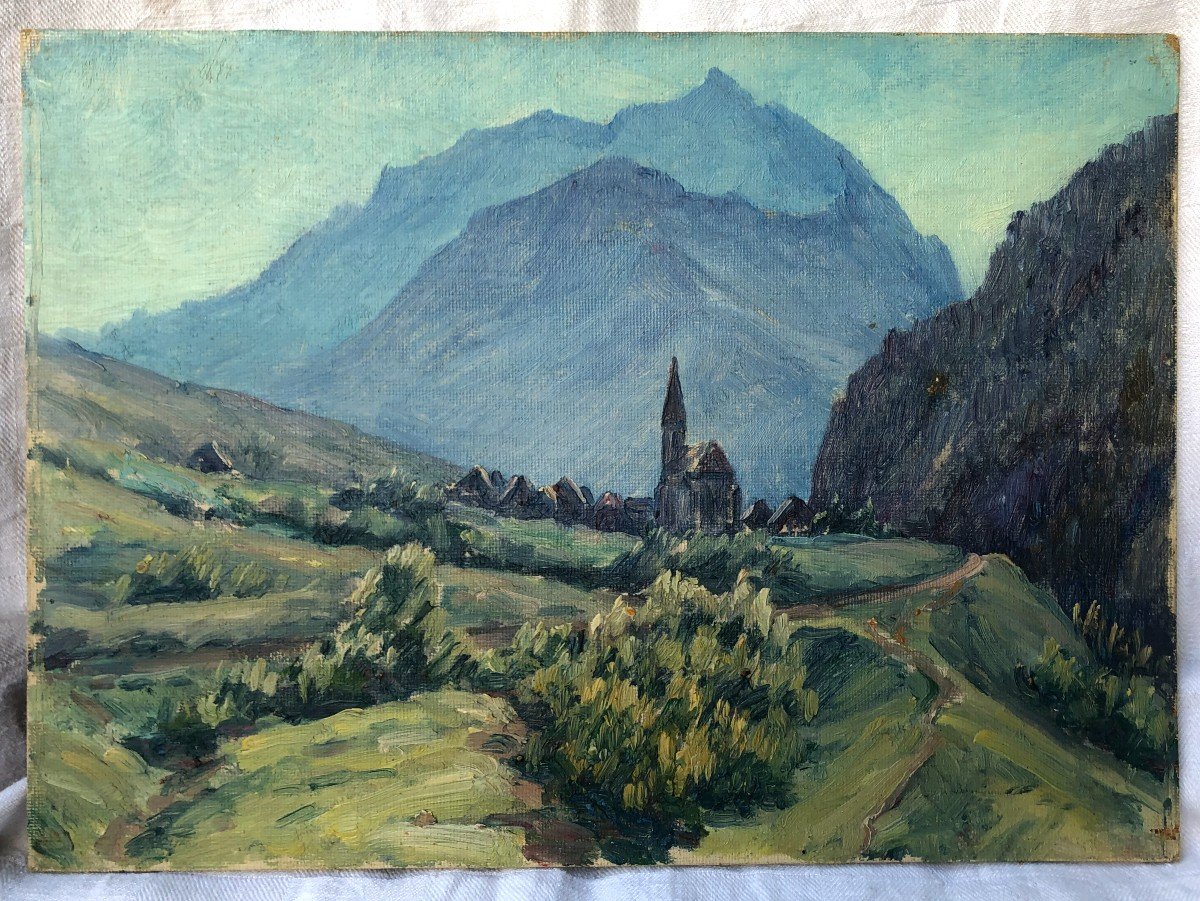 Paysage De Montagne, Village Alpin Vers 1950, Robert Bénard, Alpes A situer