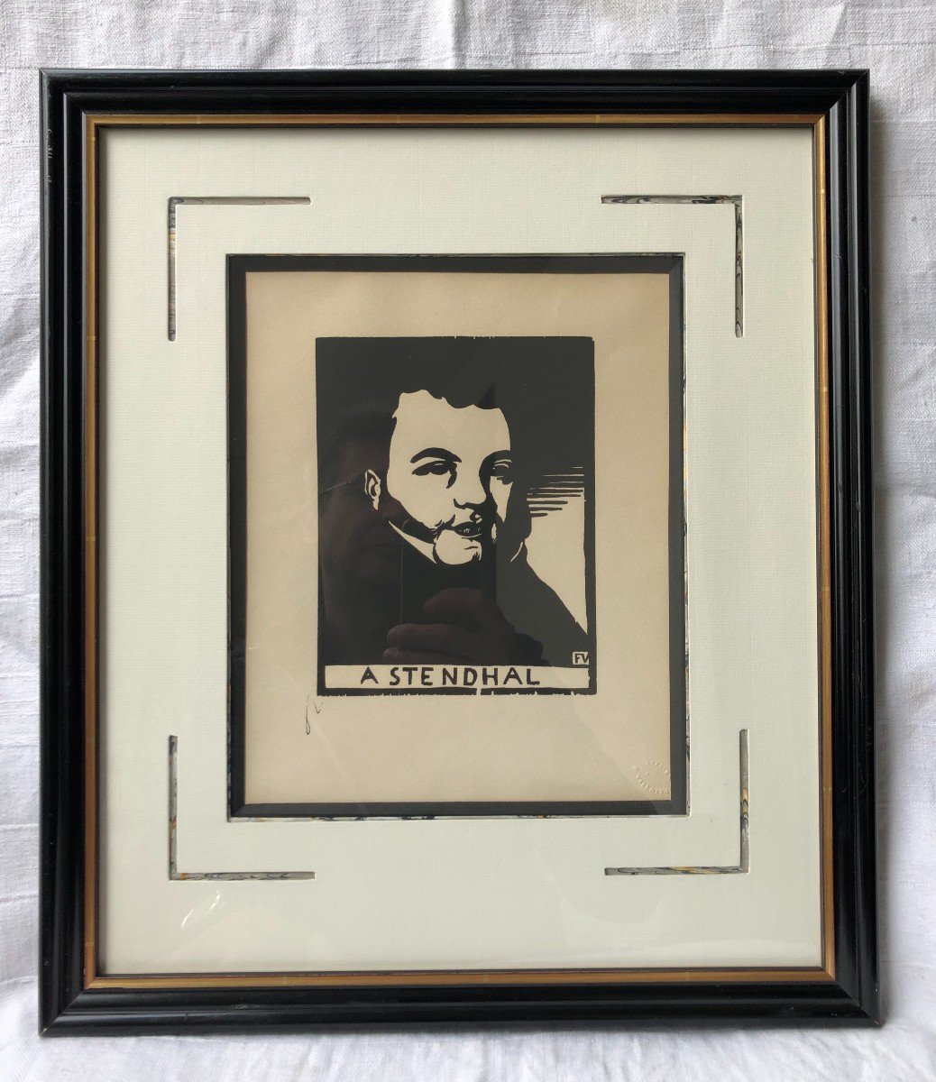 Engraved Wood - Portrait Of Stendhal - Felix Vallotton -photo-2