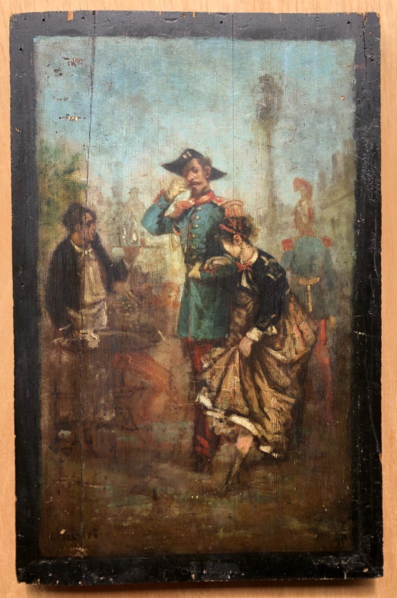Nicolas Toussaint Charlet Oil On Panel Parisian Militaria Scene-photo-2