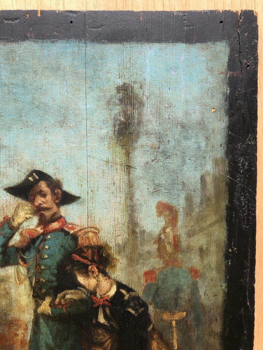 Nicolas Toussaint Charlet Oil On Panel Parisian Militaria Scene-photo-2