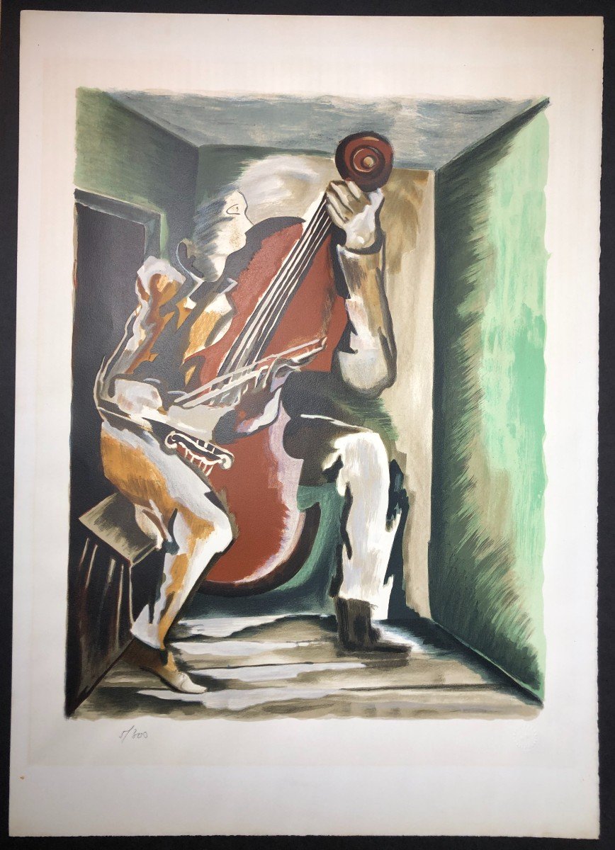The Cellist Lithograph After Ossip Zadkine Cubism Paris-photo-2