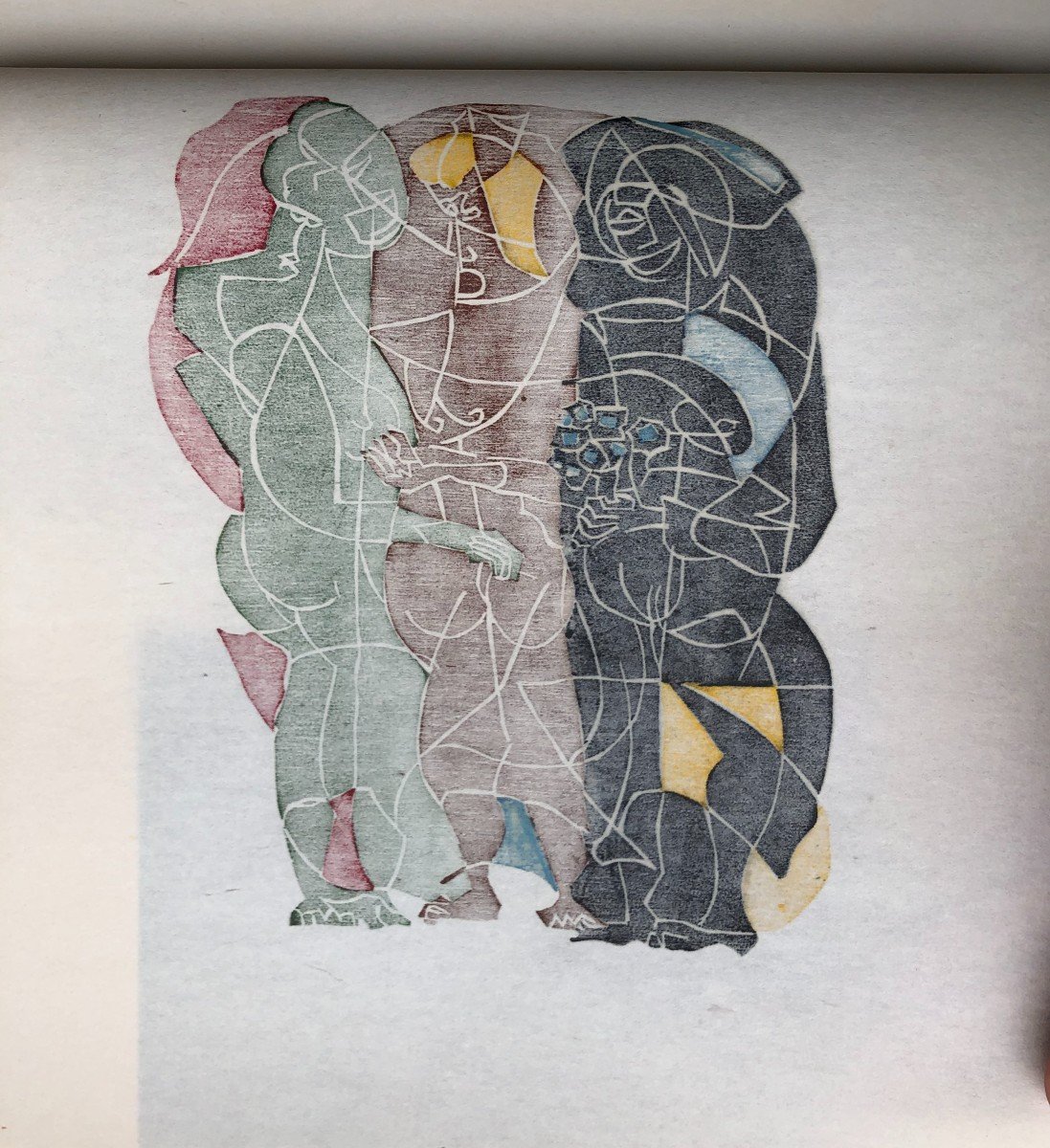 Ecole Américaine Hartwell Yeargans 1915-2005 Woodcut Harlem New-york Bridesmaids-photo-3