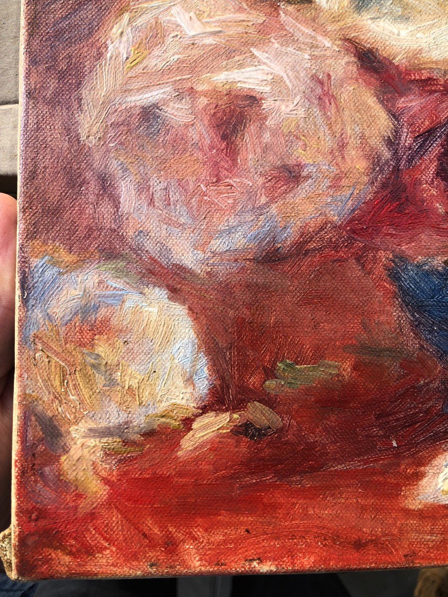 Bouquet De Rose Lucien Mignon Tableau Peinture ( élève Auguste Renoir ) Hst Vase Bleu-photo-3