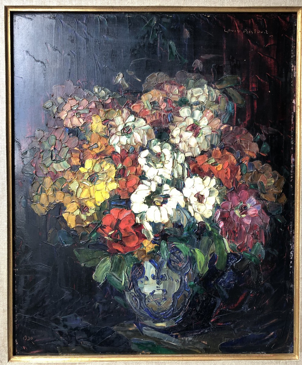 Oil On Panel 1930 Bouquet Louis Pastour (1876-1948) Cannes