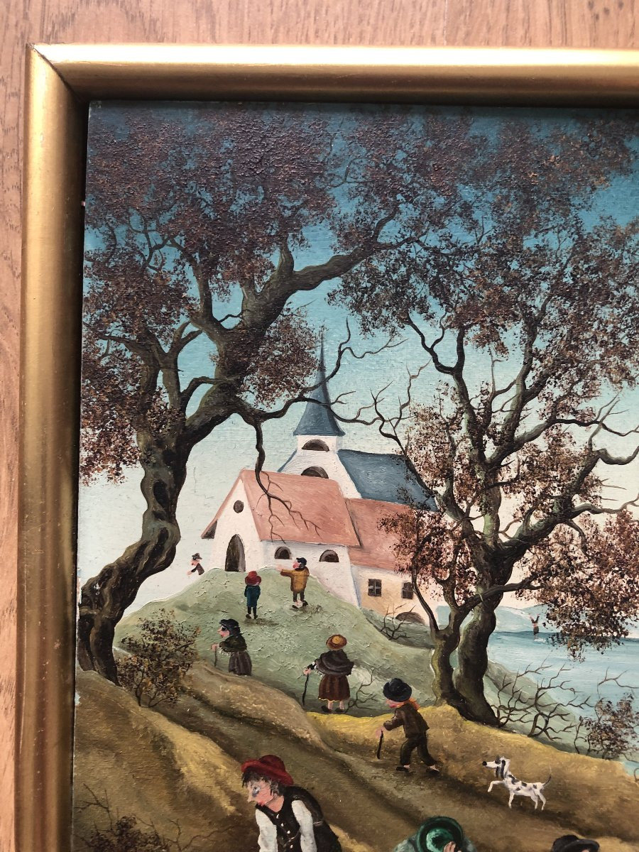 Mimma Indelli Oil Painting Naive Art Village-photo-2