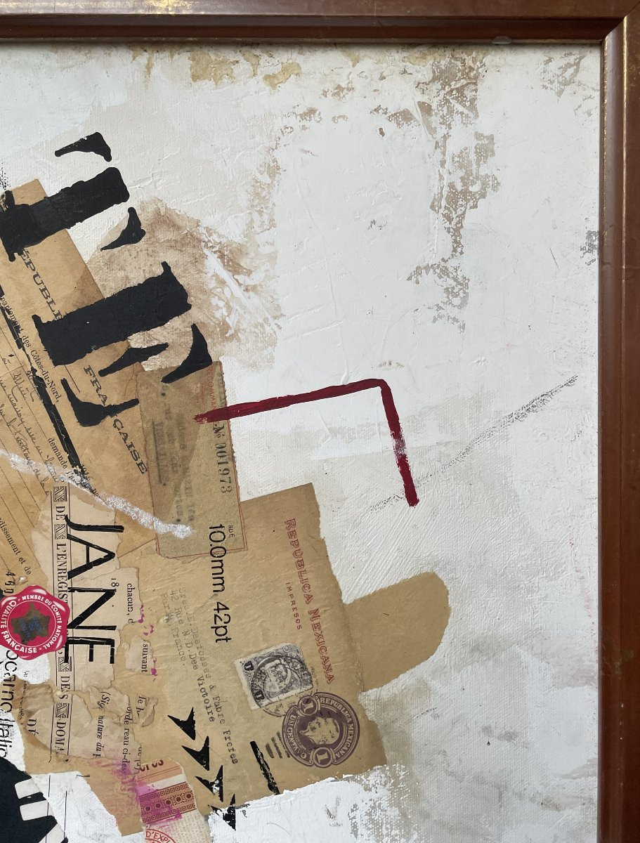 Bergen (born In 1954) Collage Painting 59x39cm-photo-4