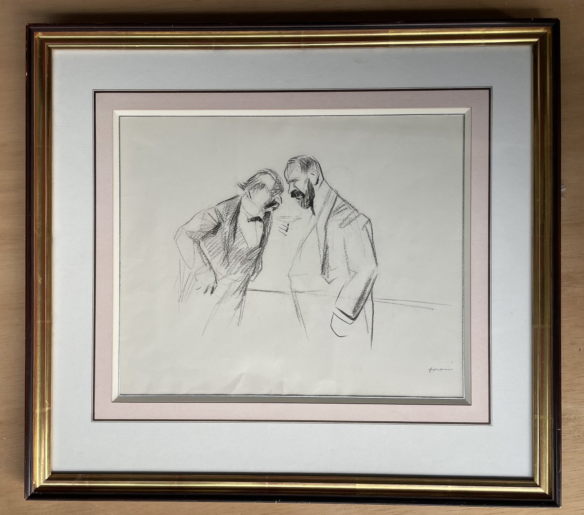 Jean-louis Forain Original Drawing Conversation Men Tailcoat-photo-2