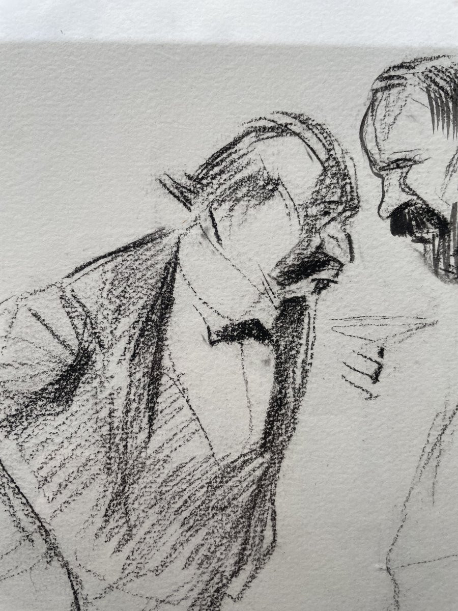 Jean-louis Forain Original Drawing Conversation Men Tailcoat-photo-4