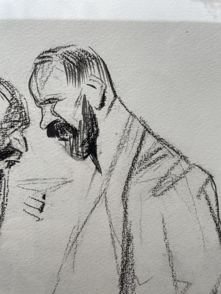 Jean-louis Forain Original Drawing Conversation Men Tailcoat-photo-5