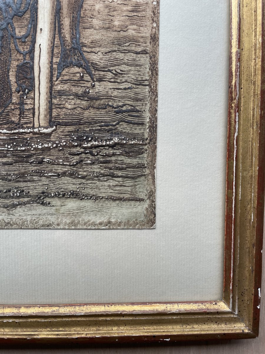 Eau forte Pêcheuse et son enfant blessé Arthur Henri Lefort des ylouses-photo-3