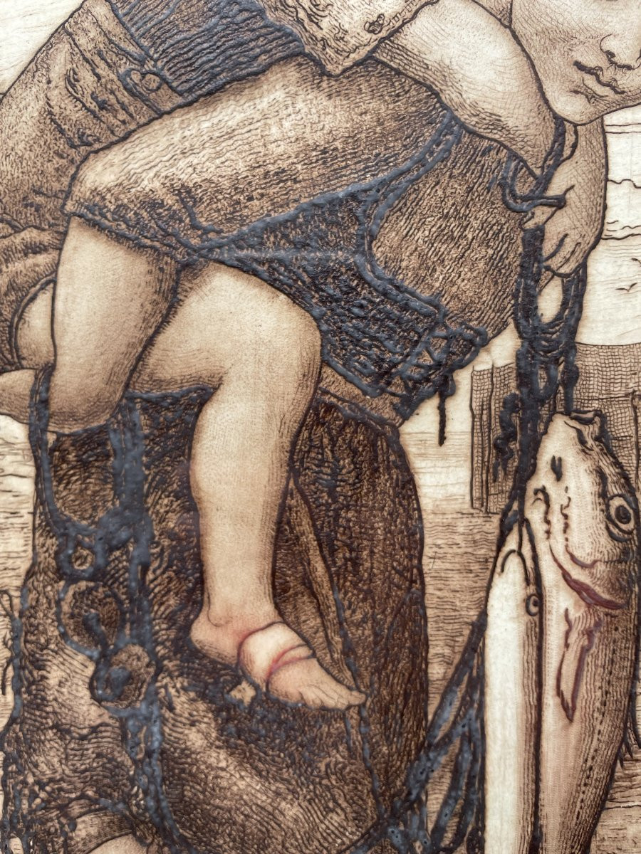 Eau forte Pêcheuse et son enfant blessé Arthur Henri Lefort des ylouses-photo-7