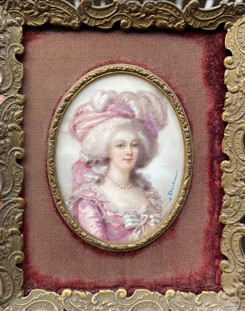 miniature Portrait de Marie Thérèse de Savoia Carignano Princesse de Lamballe E-A Poisteau-photo-2