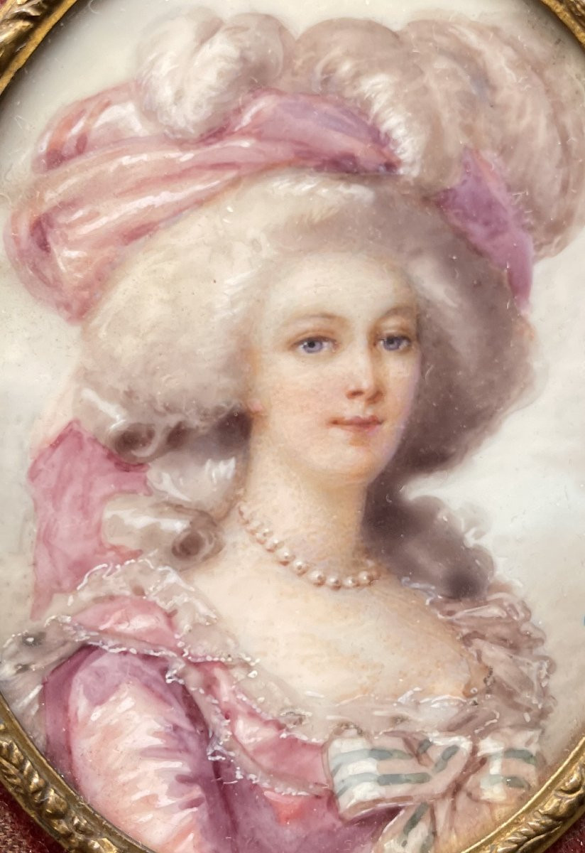 miniature Portrait de Marie Thérèse de Savoia Carignano Princesse de Lamballe E-A Poisteau-photo-1