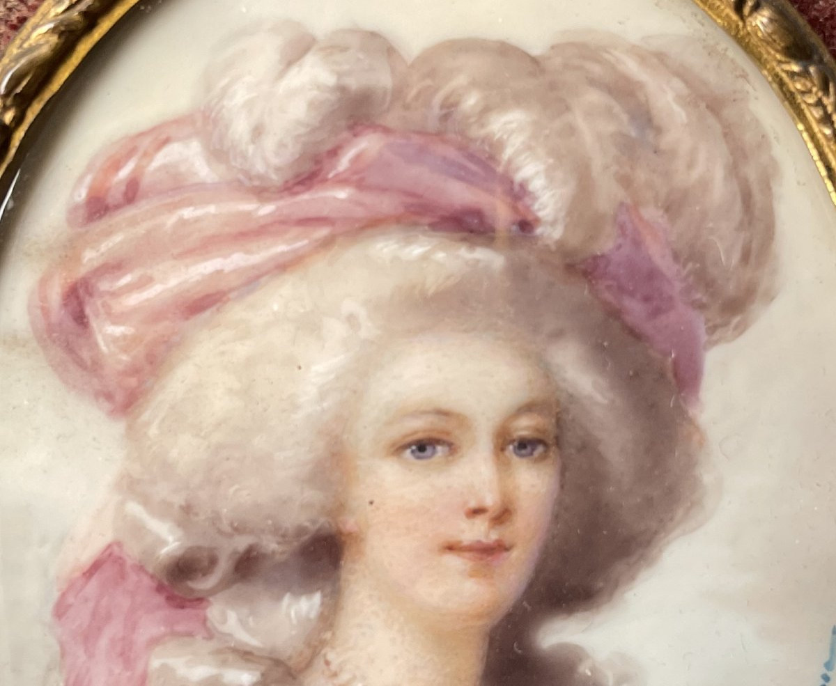 miniature Portrait de Marie Thérèse de Savoia Carignano Princesse de Lamballe E-A Poisteau-photo-2