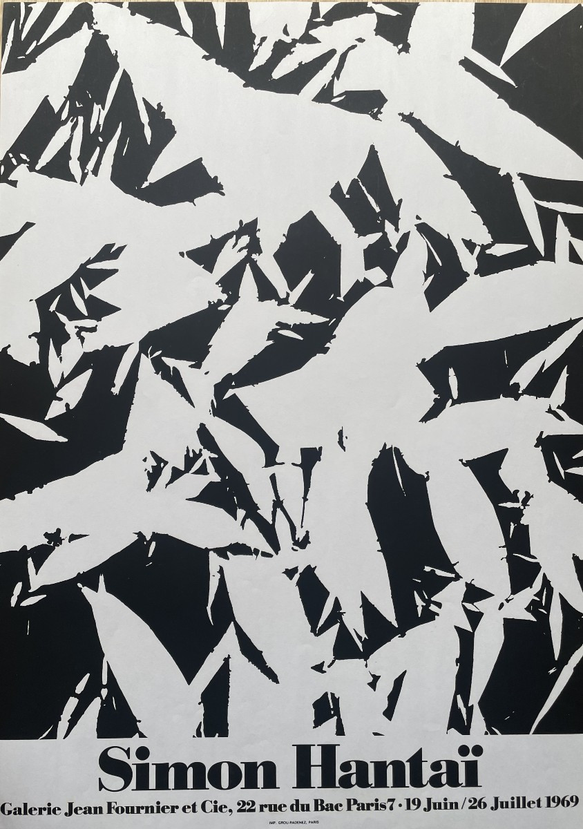 Affiche d'exposition Simon Hantaï 1969 Galerie Jean Fournier Tabula noir