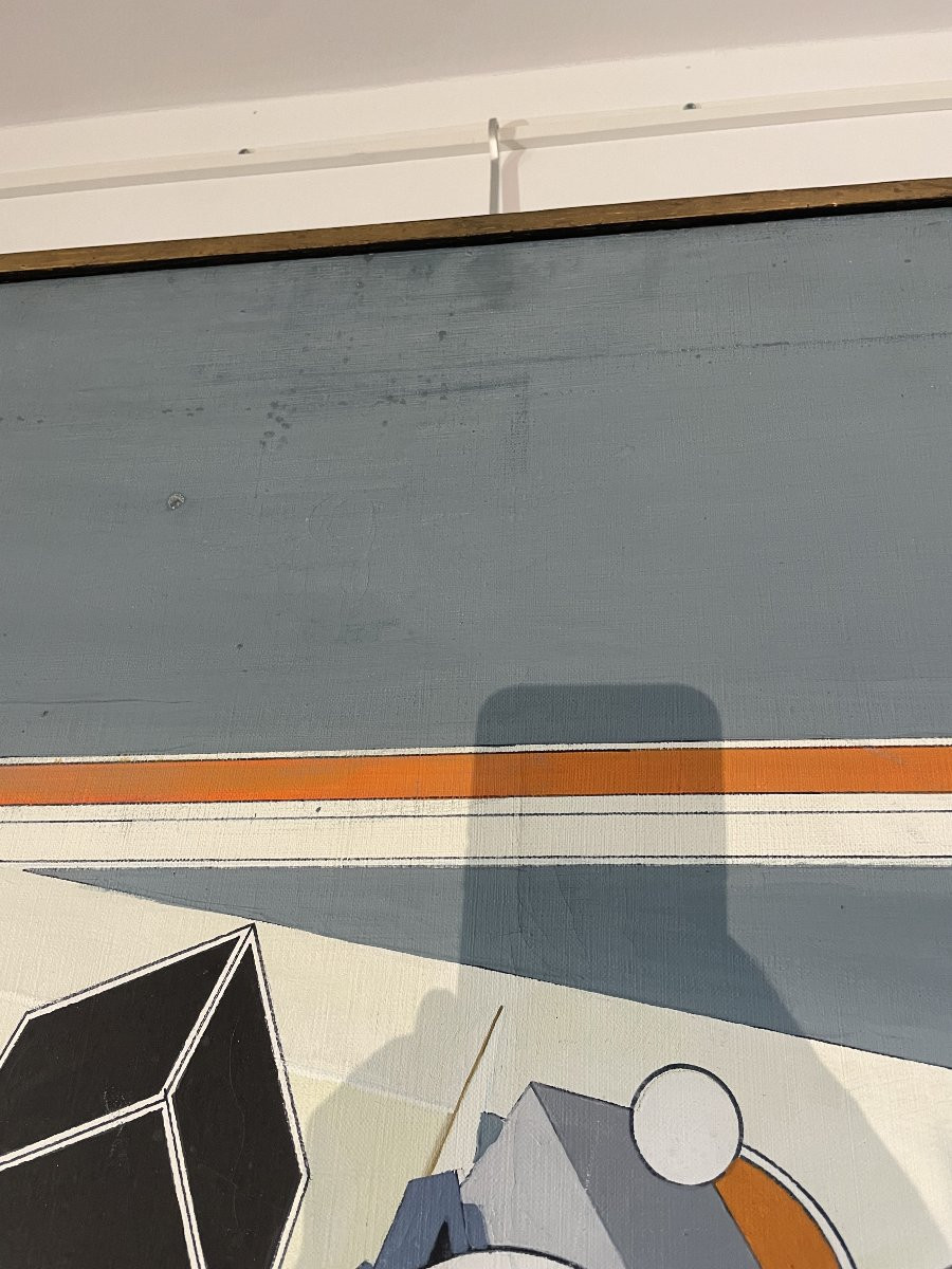 Alain LE YAOUANC Composition géométrique 146X114cm Tableau Peinture-photo-1