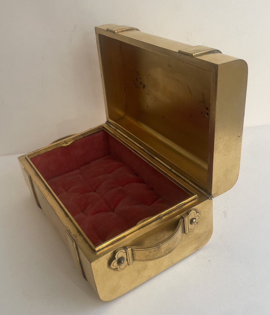 Antique Compendium, Circa 1870, Gilt And Enameled Brass, Decorated With Two Buckles.-photo-4