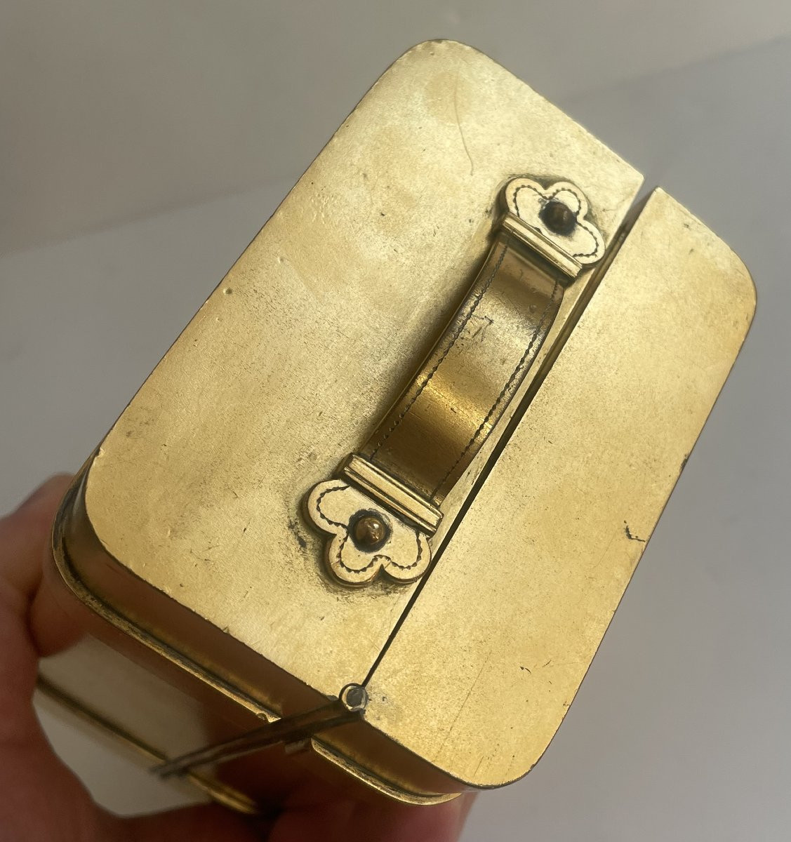 Antique Compendium, Circa 1870, Gilt And Enameled Brass, Decorated With Two Buckles.-photo-7