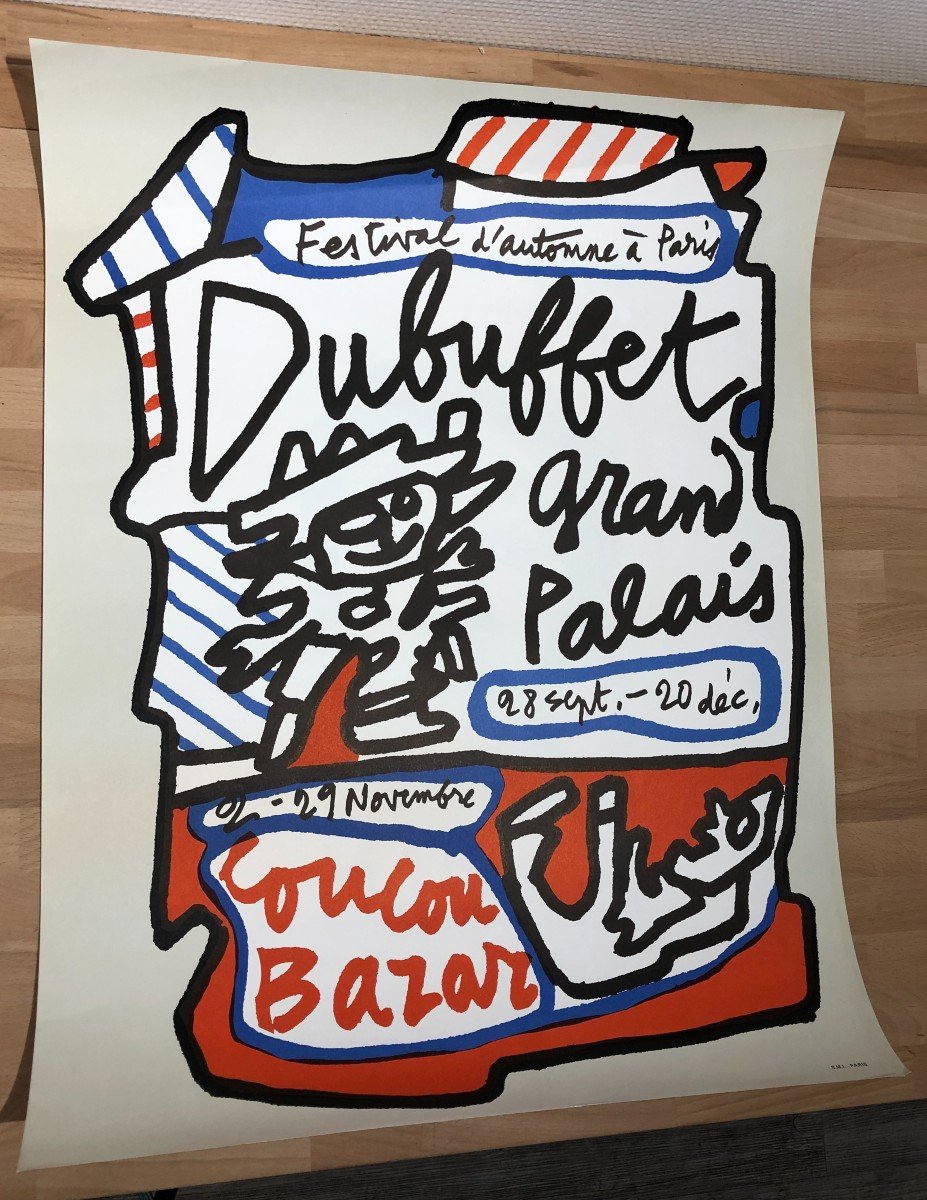 Affiche Lithographique, Jean Dubuffet, Coucou Bazar, 1973