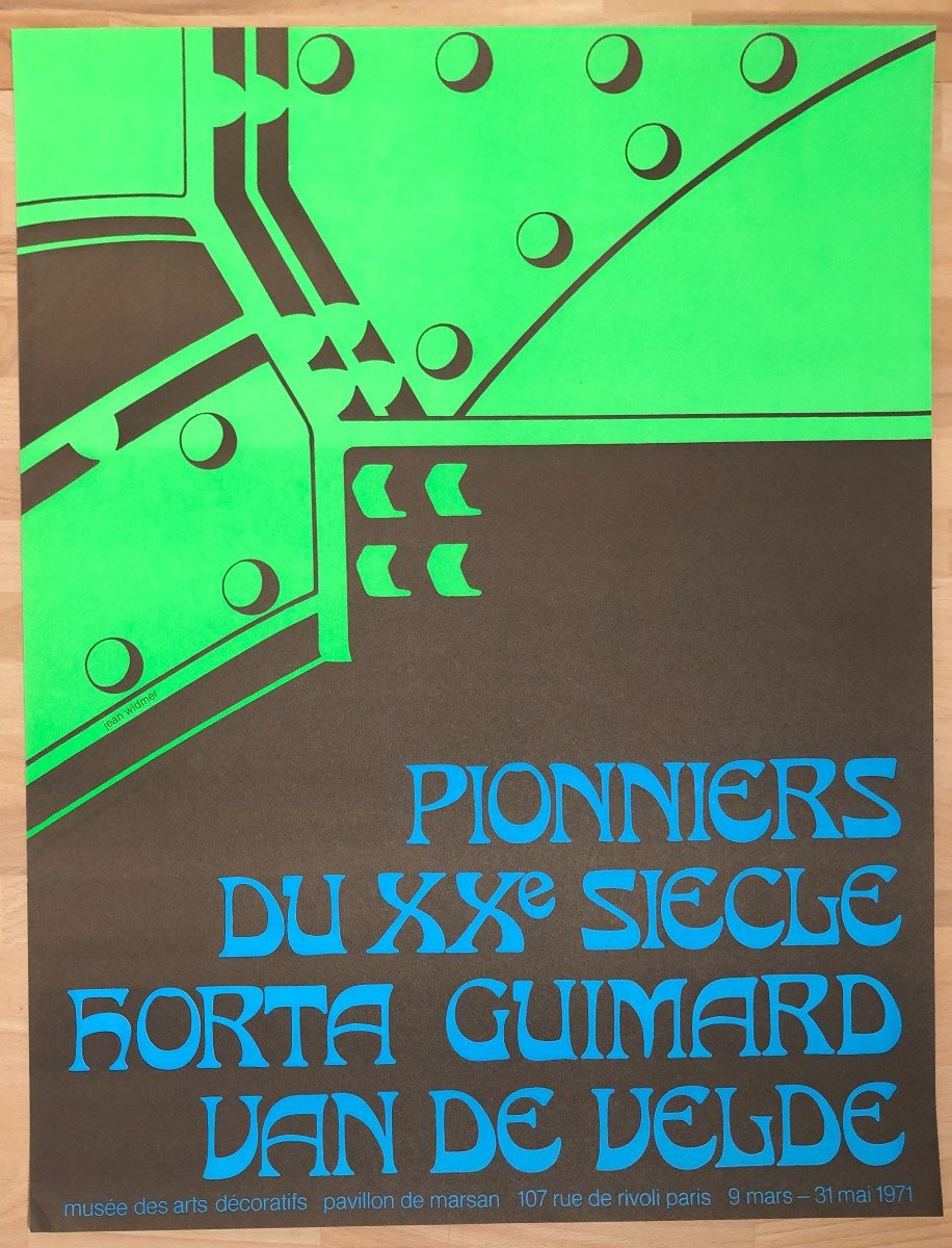 Affiche Lithographique, Jean Widmer, Horta, Guimard, Van de Velde, 1971